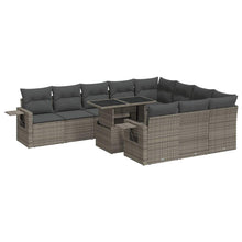 11-delige Loungeset met kussens poly rattan grijs