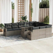 Loungeset poly rattan 11-delig grijs