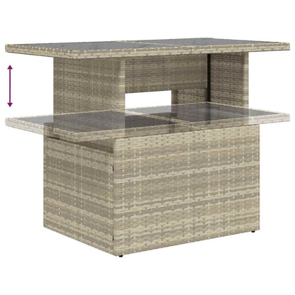 11-delige Loungeset met kussens poly rattan lichtgrijs