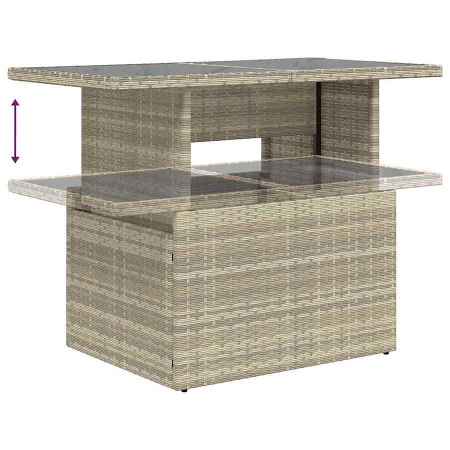 11-delige Loungeset met kussens poly rattan lichtgrijs