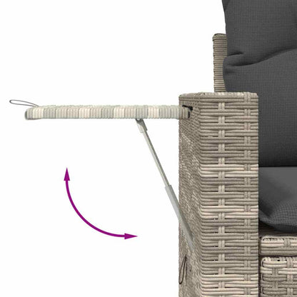 11-delige Loungeset met kussens poly rattan lichtgrijs
