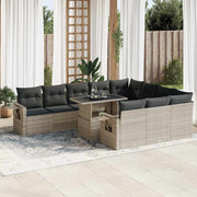 Loungeset 11-delig poly rattan lichtgrijs