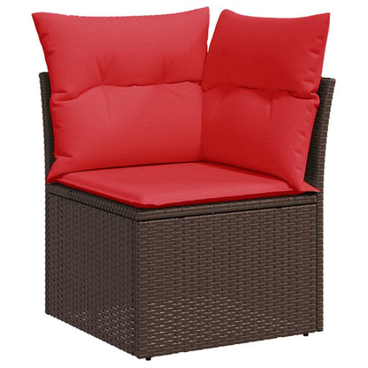 11-delige Loungeset met kussens poly rattan acacia bruin