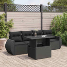 5-Piece Loungeset with Cushions Poly Rattan Black
