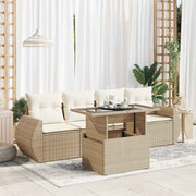 Loungeset 5-delig poly rattan beige