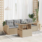 5-piece Loungeset with Cushions Poly Rattan Beige