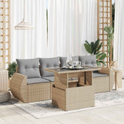 Loungeset 5-delig poly rattan beige
