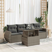 Loungeset 5-delig poly rattan grijs