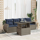 Loungeset 5-delig poly rattan acacia grijs