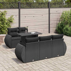 6-piece Lounge Set with Cushions Poly Rattan Black
