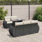 6-piece Lounge Set with Cushions Poly Rattan Black