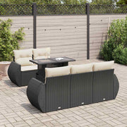 Loungeset 6-delig poly rattan zwart