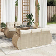 Loungeset 6-delig poly rattan beige