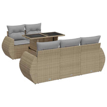 6-delige Loungeset met kussens poly rattan beige