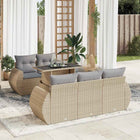 6-piece Lounge Set with cushions poly rattan beige