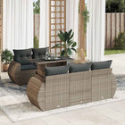 6-piece Lounge Set with Cushions Poly Rattan Grey