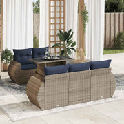 Loungeset 6-delig poly rattan acacia grijs