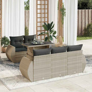 Loungeset 6-delig poly rattan lichtgrijs