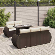 Loungeset 6-delig poly rattan bruin