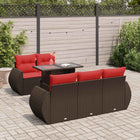 6-piece Lounge Set with Cushions Poly Rattan Acacia Brown