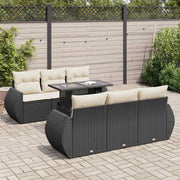 Loungeset 7-delig poly rattan zwart