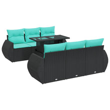 7-delige Loungeset met kussens poly rattan acacia zwart