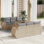 7-delige Loungeset met kussens poly rattan beige