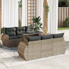 7-delige Loungeset met kussens poly rattan grijs