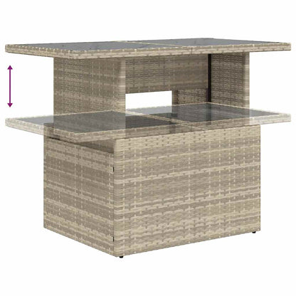 7-delige Loungeset met kussens poly rattan lichtgrijs