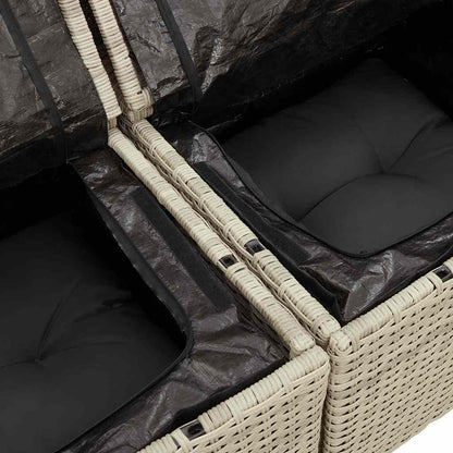 7-delige Loungeset met kussens poly rattan lichtgrijs