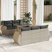 Loungeset 7-delig poly rattan lichtgrijs