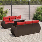 Loungeset 7-delig poly rattan acacia bruin