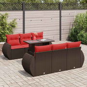 Loungeset 7-delig poly rattan acacia bruin