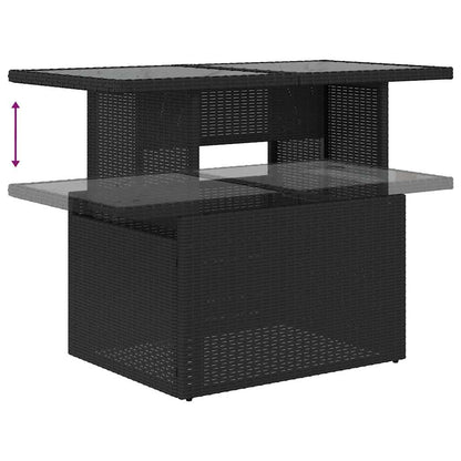 7-delige Loungeset met kussens poly rattan acacia zwart