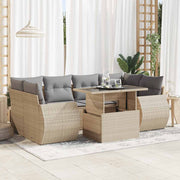 Loungeset 7-delig poly rattan beige