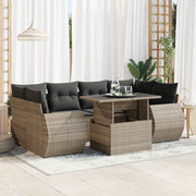 Loungeset 7-delig poly rattan grijs