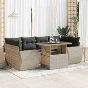 Loungeset 7-delig poly rattan lichtgrijs
