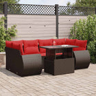 7-Piece Rattan Acacia Brown Lounge Set with Cushions