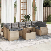 Loungeset 8-delig poly rattan beige