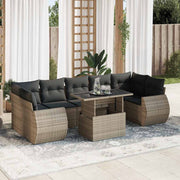 Loungeset poly rattan grijs 8-delig