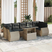 Loungeset 8-delig poly rattan lichtgrijs