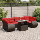 8-piece Lounge Set with cushions poly rattan acacia brown