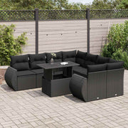 Loungeset 9-delig poly rattan zwart