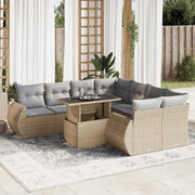 Loungeset 9-delig poly rattan beige