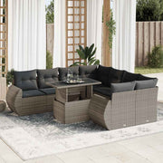Loungeset 9-delig poly rattan grijs