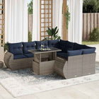 Loungeset 9-delig poly rattan grijs
