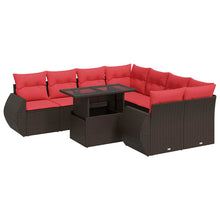 9-delige Loungeset met kussens poly rattan acacia bruin