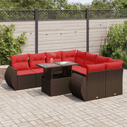 Loungeset 9-delig poly rattan bruin