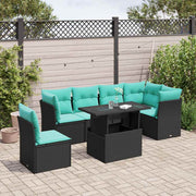 Loungeset 6-delig poly rattan zwart