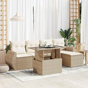 Loungeset 6-delig poly rattan beige